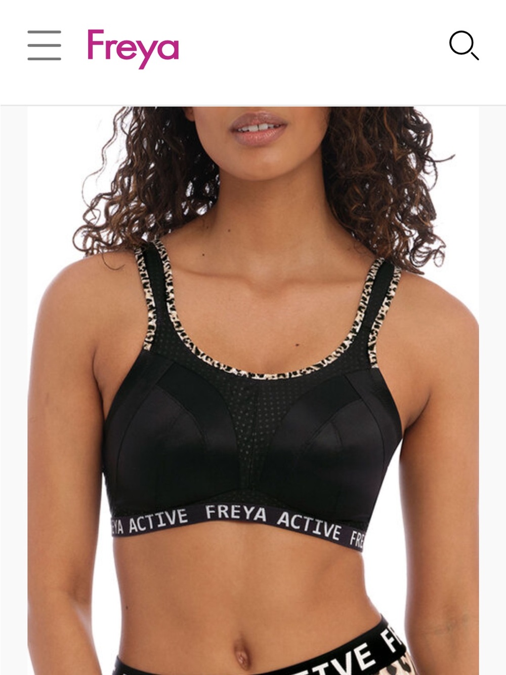 Freya BLK/LEOPARD Sports Bra, 34J *P1031